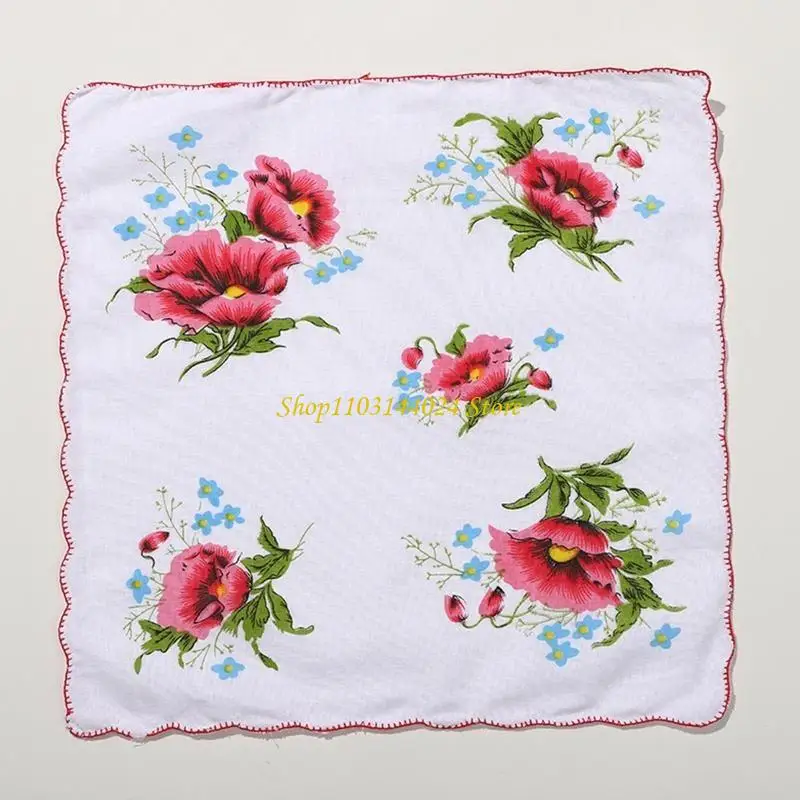 N5KE Set fazzoletti floreali squisiti Fazzoletti con tovaglioli tascabili fasce per capelli fai-da-te