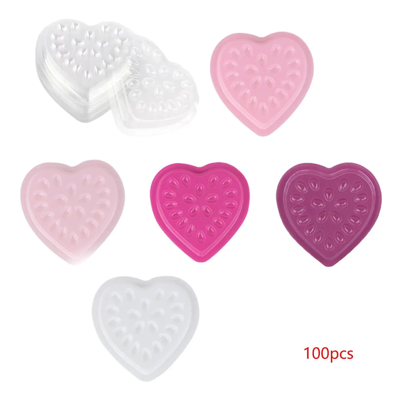 100Pcs Eyelash Extension Tray Heart Shape Beauty Lash Droplet Tray Women