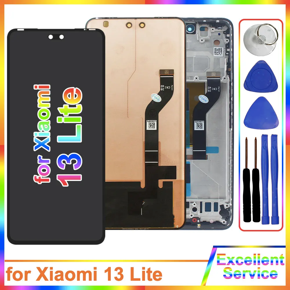 super-amoled-lcd-for-xiaomi-13-lite-lcd-display-touch-screen-digitizer-assembly-with-frame-for-mi-13-lite-lcd-display-with-frame