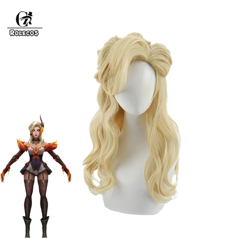 ROLECOS Game LOL Western Magic Shadow Evelynn Cosplay Wig High Noon Evelynn 55cm Blonde Women Wigs Heat Resistant Synthetic Hair