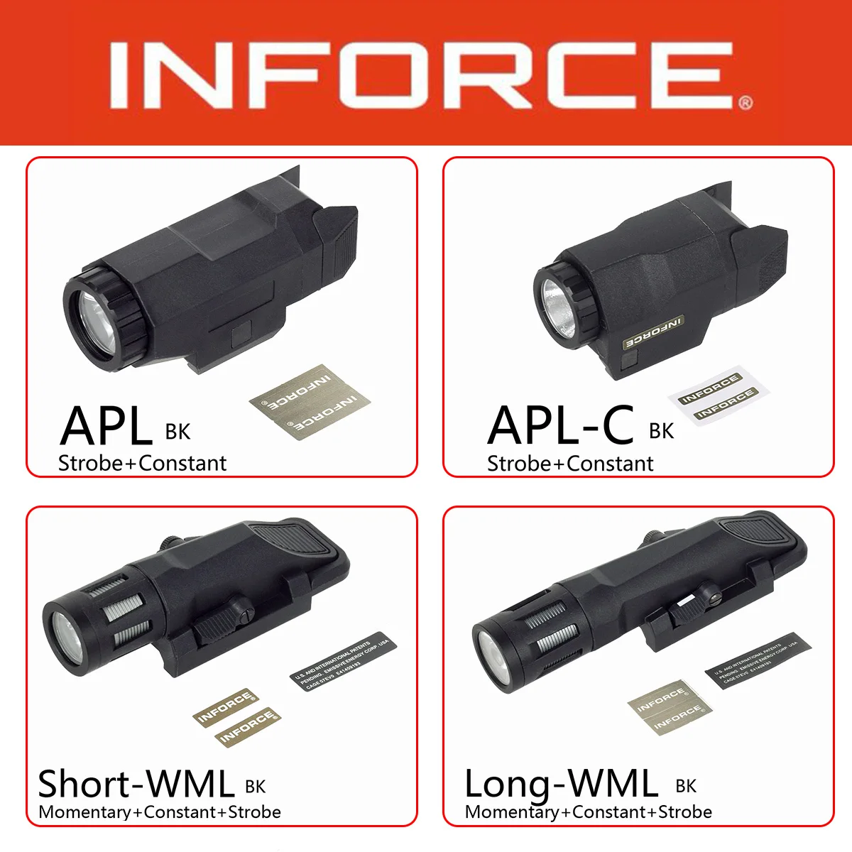 

INFORCE WML GEN2 APL Airsoft Flashlight Nylon Tactical Strobe Scout LED Light Fit 20mm Rail Hunting Flashlight