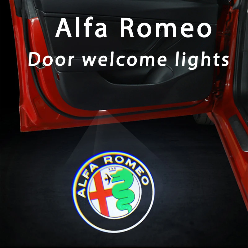 2pcs LED Car Welcome Logo Light Door Projector Light for Alfa Romeo Giulia 952 Tonale Mito, Stelvio 949 Spider 159, Giulietta