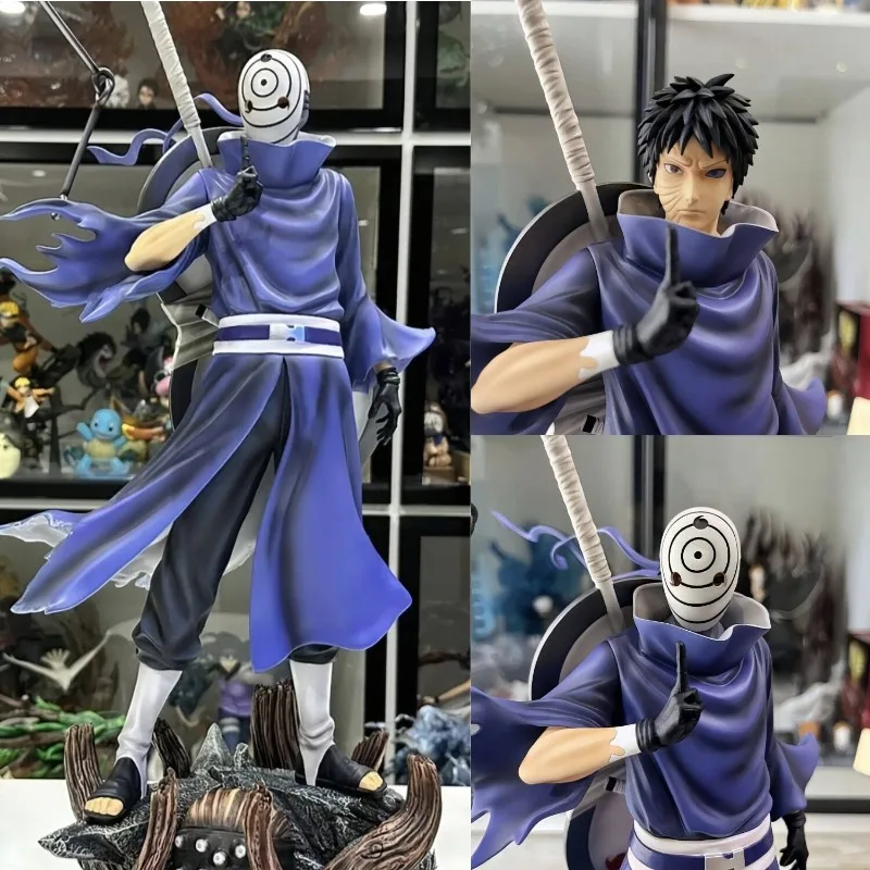 43cm Anime Peripherals Figure Uchiha Obito Double Headed Replaceable Anime Model Desktop Ornament Decorations Children Toys Gift