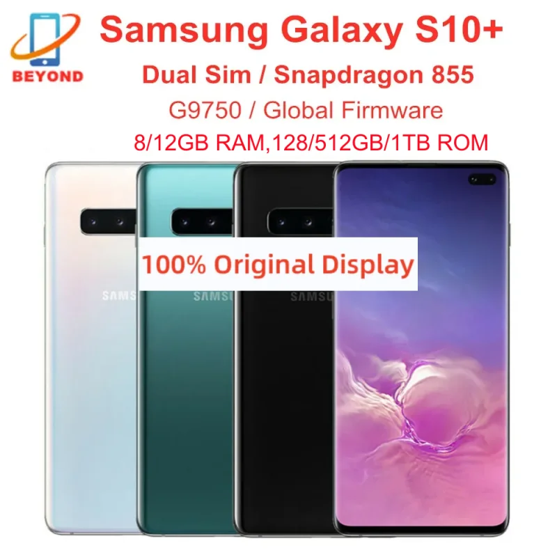 Samsung-Galaxy s10 plusオリジナルのAndroid携帯電話,デュアルSIM