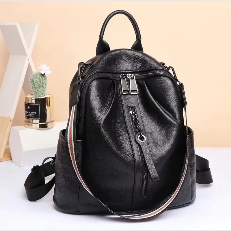 New Fashion Genuine Leather Women Backpacks Luxury Brand Female Real Natural Leather Ladies Girl Student Casual Backpack