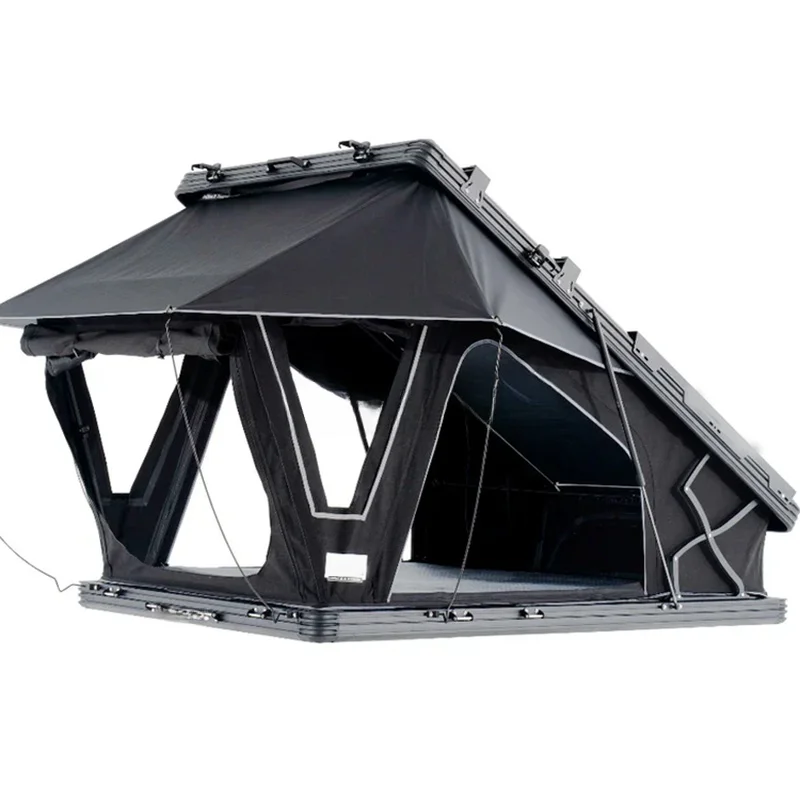High Quality 4x4 Off-Road Overland 4 Person Hard Shell Rooftop Tent with Solar Panel For SUV Pickup