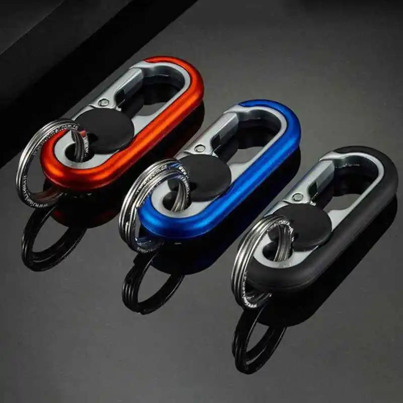 1PC Herren Auto Schlüsselbund Business Schlüssel Halter Doppel Ring Schlüssel Ring Kreative Anti-verloren Schlüsselbund Geschenk Auto Styling auto Zubehör – Detail 8