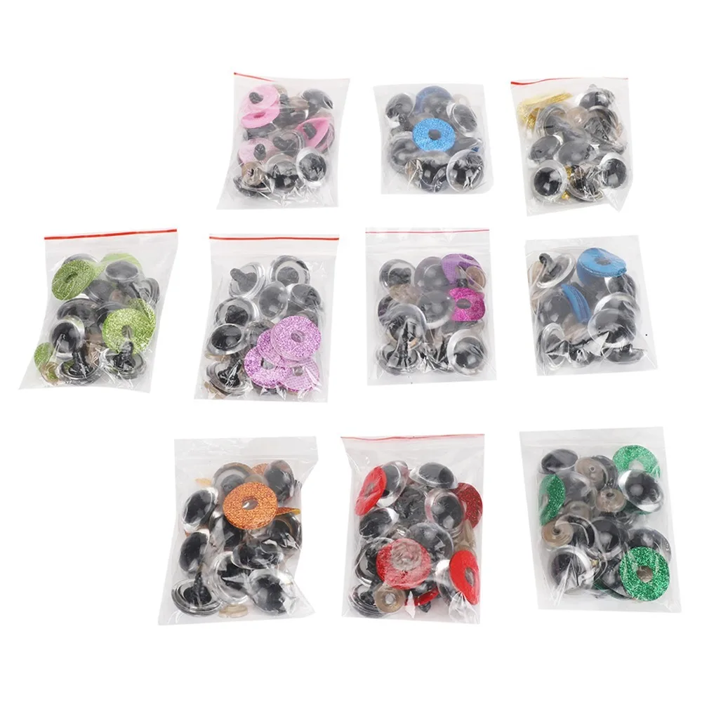 100PCS Colorful Glitter Safety Eyes Plastic With Washers Glitter Safety Eyes Plastic Safety Eyes Amigurumi