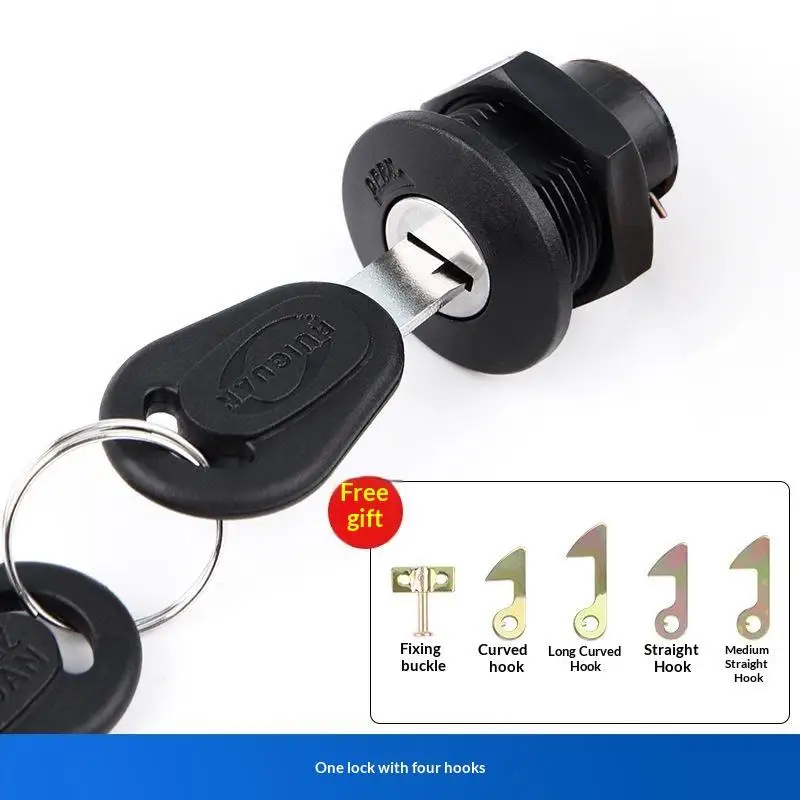 1Set (1 Lock+2 Keys+4 Metal Hook) Electric Car Scooter Tail Box Lock Trunk Lock Accessories Motorcycle Rear Locks