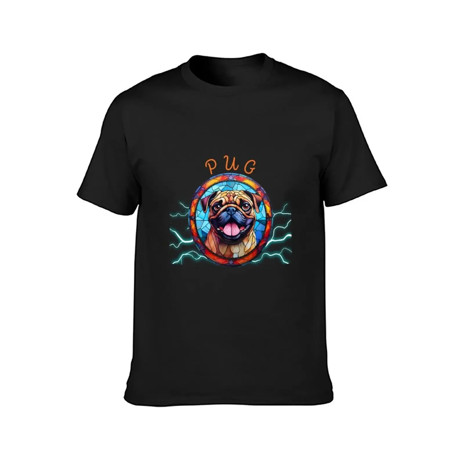 PUG - Stained Glass Design 1 T-shirt customs design your own oversized Short sleeve tee mens graphic t-shirts funny