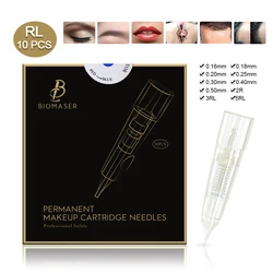 10PCS BIOMASER Tattoo Needles Disposable Permanent Makeup Cartridge Needle For Machine Eyebrow Tattoo Lip With 1R,2R,3R,5R