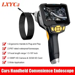 Industrial Endoscope Camera 4.3inch IPS Screen IP67 Waterproof HD1080P 8mm Lens Pipe Sewer Inspection Camera Borescope For Car