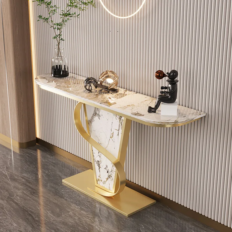 Semi-round Light Luxury Entrance Table, Entrance Table Strip Case, Entrance Frame, Ultra-narrow Wall Case, End View Table