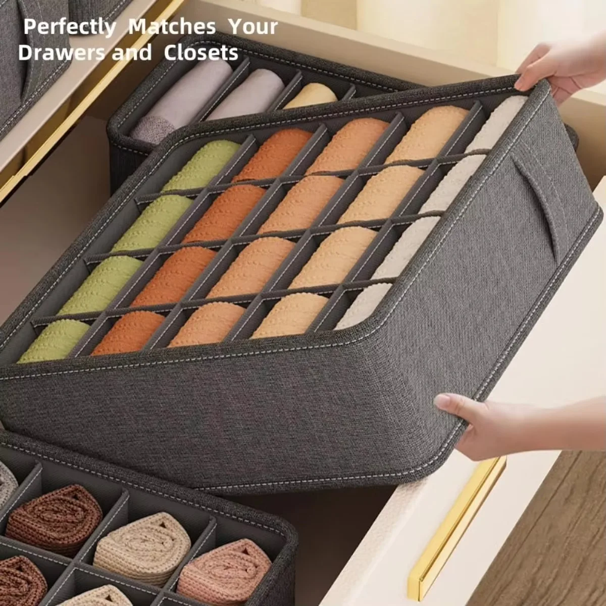 Drawer Fabric Foldable Cabinet Closet Storage Boxes Closet Underwear Organizer Storage Box for Storing Socks Underwear Ties Belt