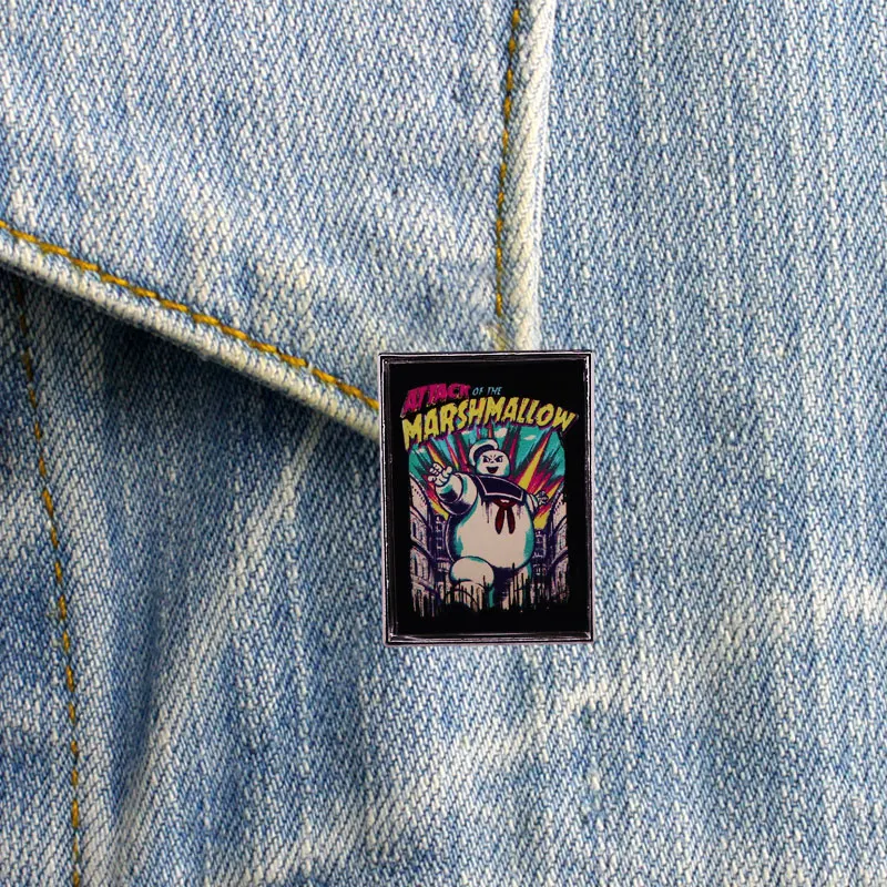 هجوم من مارشميلو المينا دبوس الخيال مغامرة فيلم Ghostbusters-شارة مستوحاة