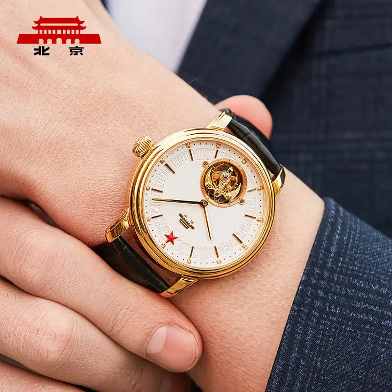 Reloj Beijing de lujo para hombre, reloj de acero inoxidable para hombre, relojes de alta gama para hombre, reloj Beijing Red Five-Star Tourbillon de 42mm