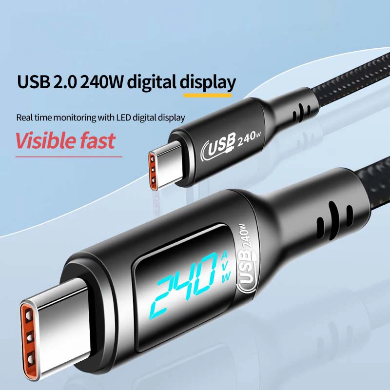 Ueetop 240W Type C to USB C Cable with LED Display 140W/100W PD3.1 Fast Charging Charger Cord for iPhone 15 MacBook Pro Samsung