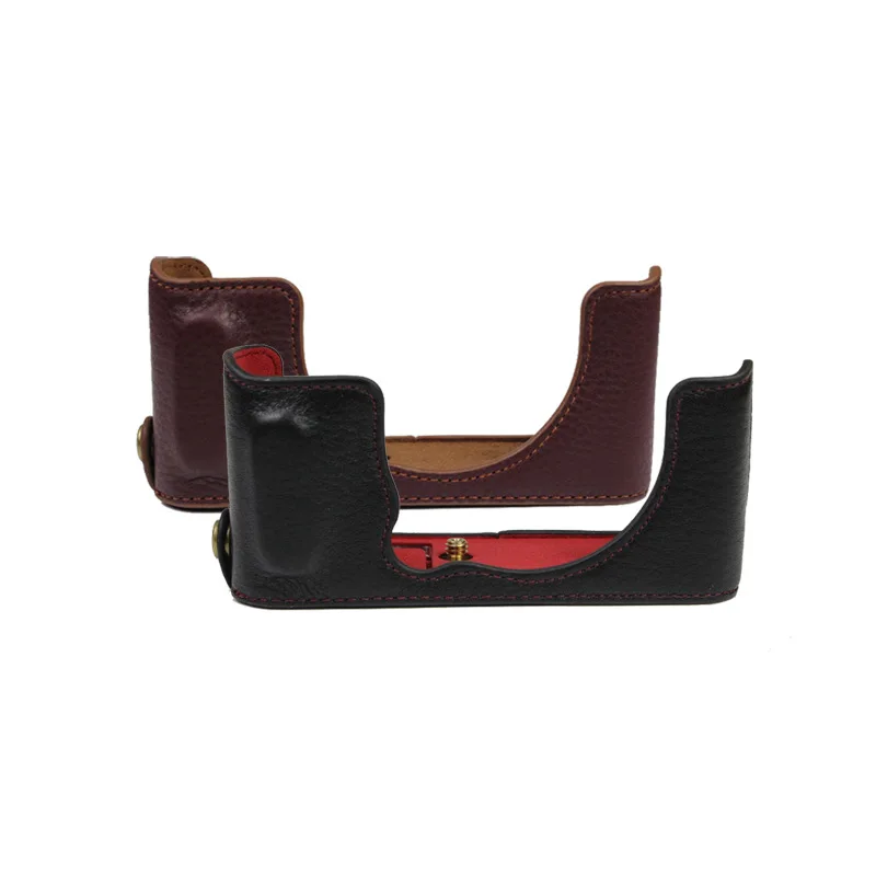 حافظة من الجلد الطبيعي للكاميرا ، حقيبة فيديو ، نصف جسم ، واقي قاعدة ، غطاء سفلي مفتوح ، Fujifilm ، Fuji XE4