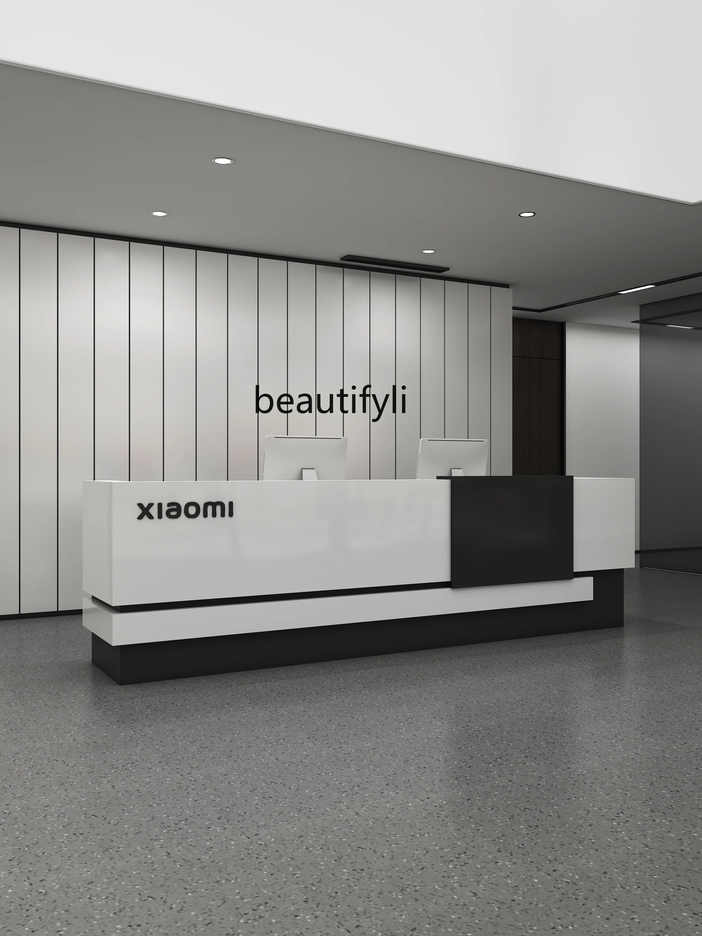 Company front desk reception counter simple modern beauty salon checkout page training institution light luxury advanced sense