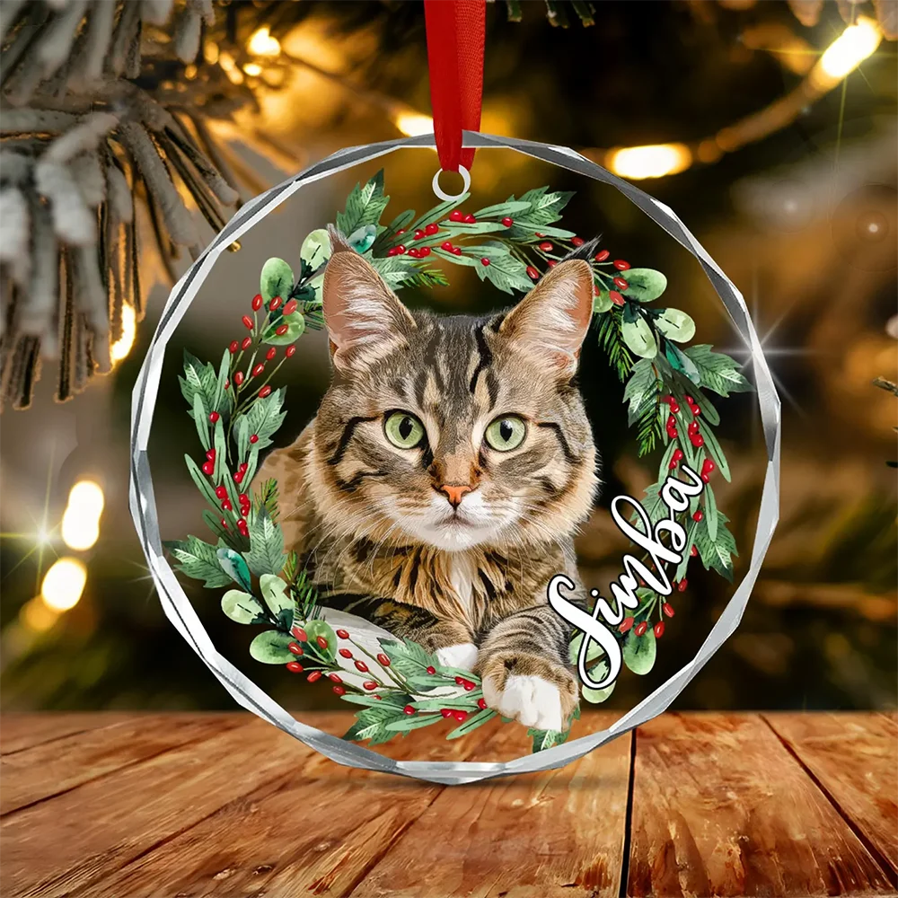Personalisierter Katzenfoto-Weihnachtsschmuck Haustier-Gedenkstück Modisches Wasserdichtes und Nicht-verblassendes Acryl-Zubehör
