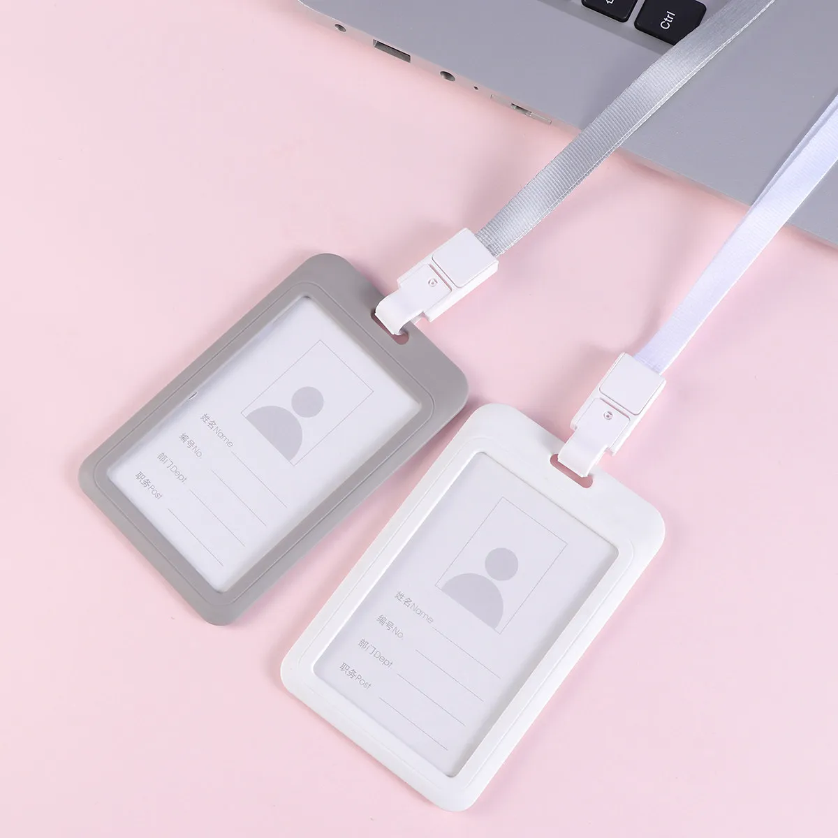 Stylish Slim Badge Holder Case for Id Card Business Card Pass Badge with Transparent Front Cover Easy Insert Remove Lanyard