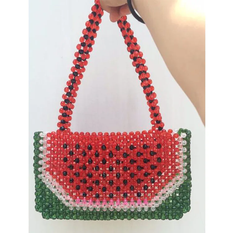 Handmade Watermelon Crystal Bead Bag For Women Handbags Summer Beach Vacation Clutch Party Bags Beading Shoulder Bag