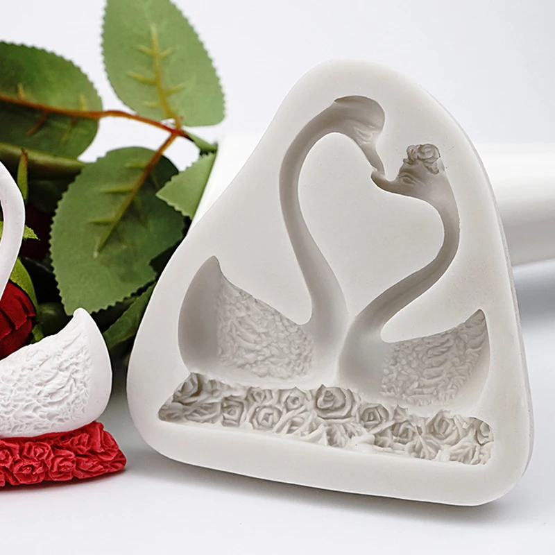 1PC Couple Swan Shape Silicone Mold Fondant Chocolate Resin Aroma Stone Soap Mold For Pastry Cup Cake Decorating Kitchen Tool