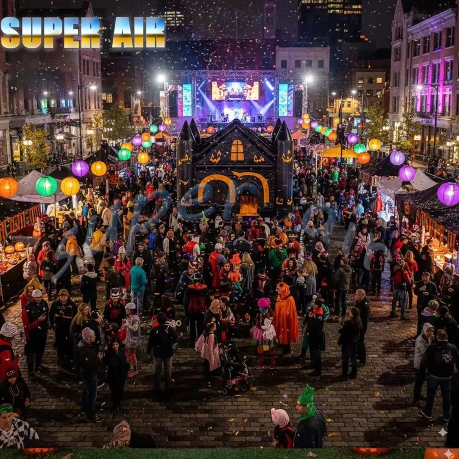 Nadmuchiwany duchy-wyprawca na Halloween z dmuchawą, aktywności imprezowe, sprzęt do zabawy dla dorosłych w domu, zamki dmuchane do wynajęcia na festiwal.