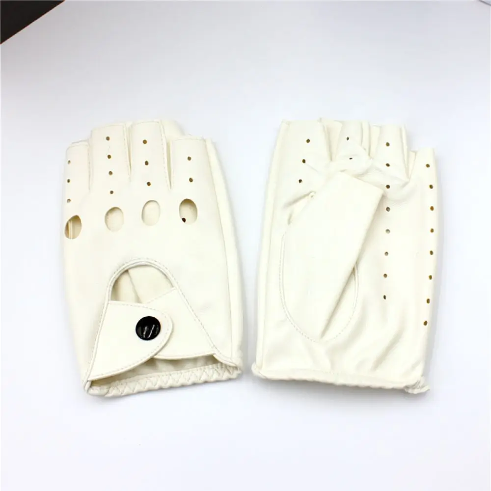 Ladies Half Finger PU Leather Gloves Flexible Lightweight Mittens For Workout Weightlifting Riding Driving Protection