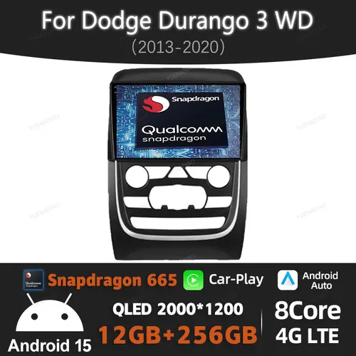 Android 15搭載 ダッジ・デュランゴ 3WD 2013-2020用 カーラジオ マルチメディア ビデオプレーヤー QLED Qualcomm 4G WIFI ヘッドユニット 2DIN GPSナビ BT
