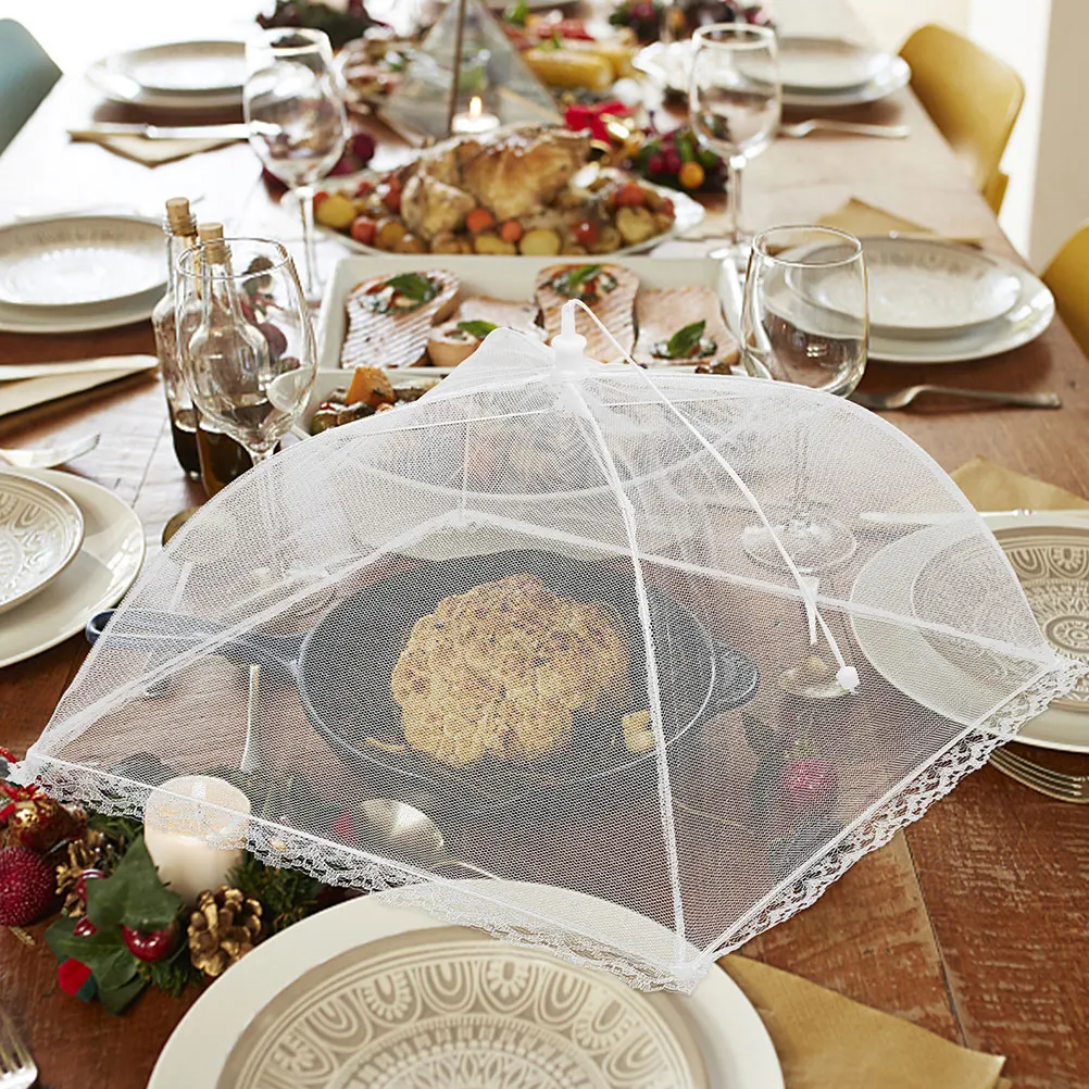 

s Food 14 Inch Food Covers Lace Reusable Picnic Camping Kitchen Supplies dust cover tent outdoors
