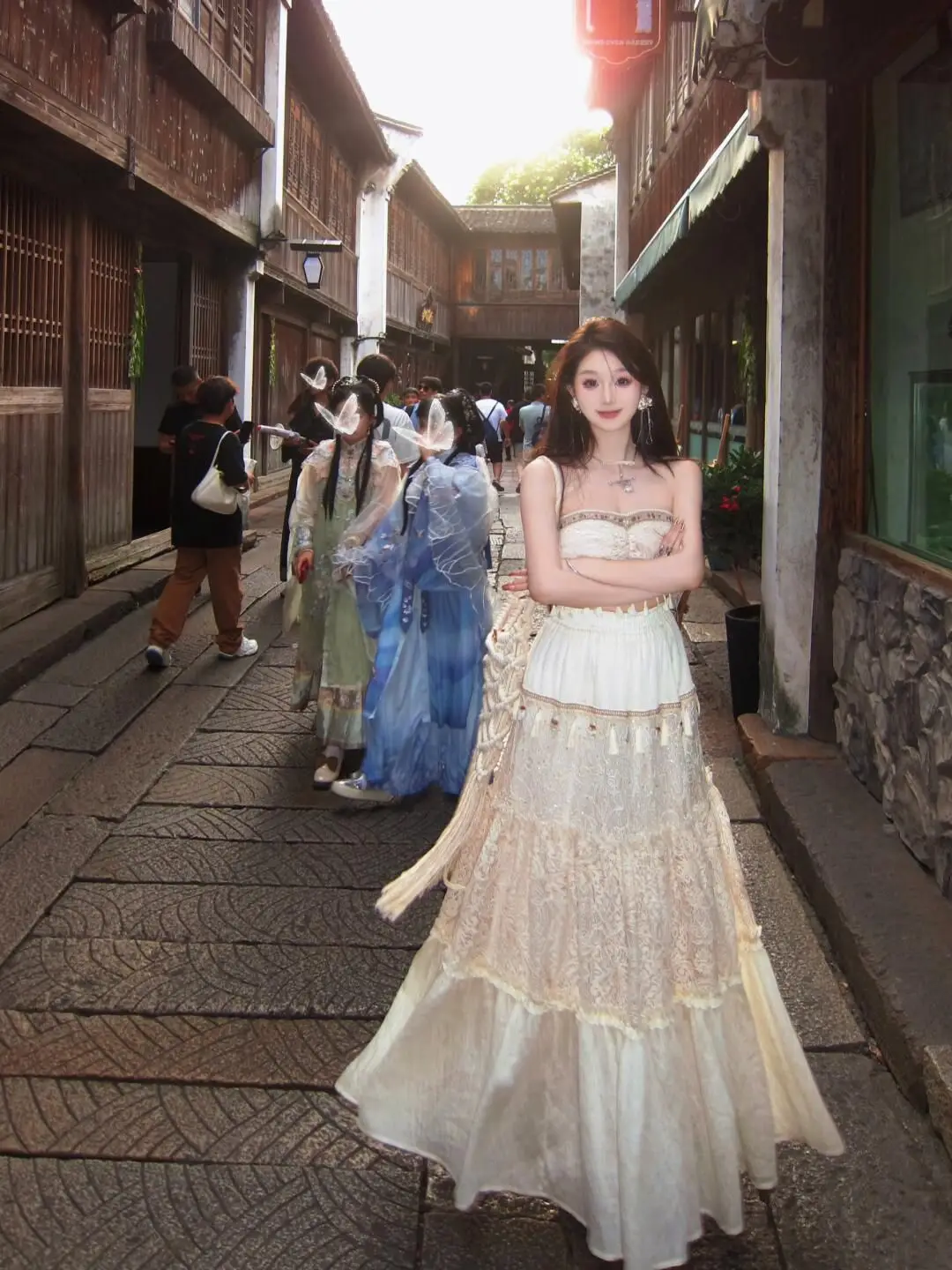 

N Женский летний этнический топ с бахромой, юбка-труба, комплект из двух предметов, модные длинные брюки из полиэстера