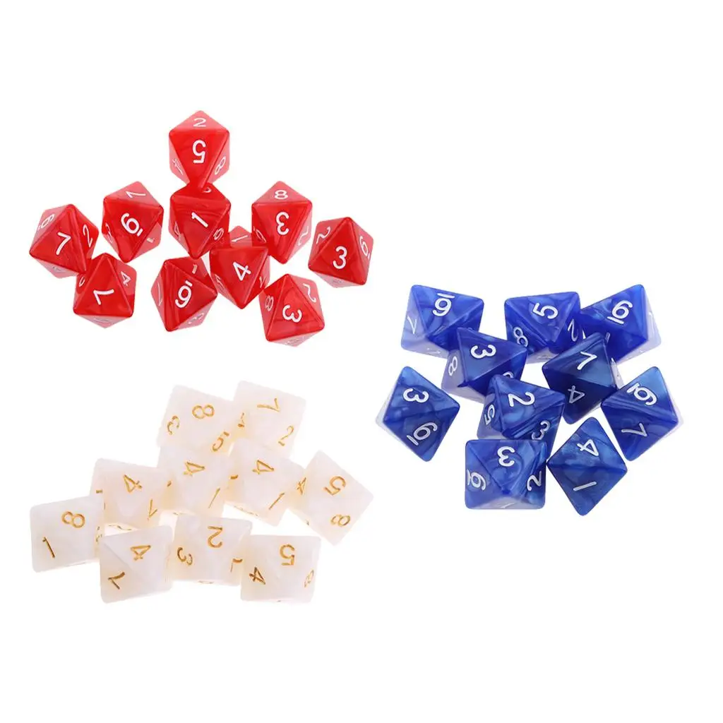 Set 30 buah 8 sisi D8 polihedral untuk papan permainan mainan meja RPG