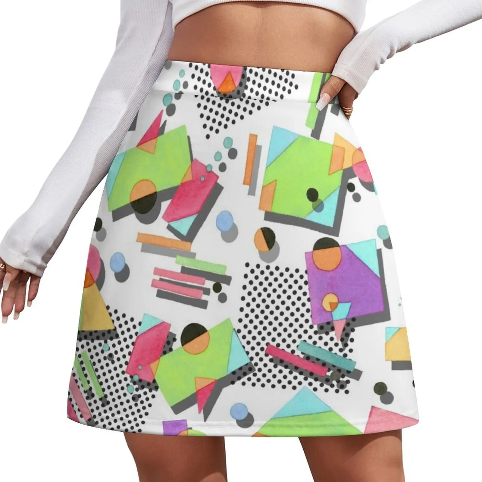 

Retro 80s Geometric Mini Skirt kpop Kawaii skirt for women