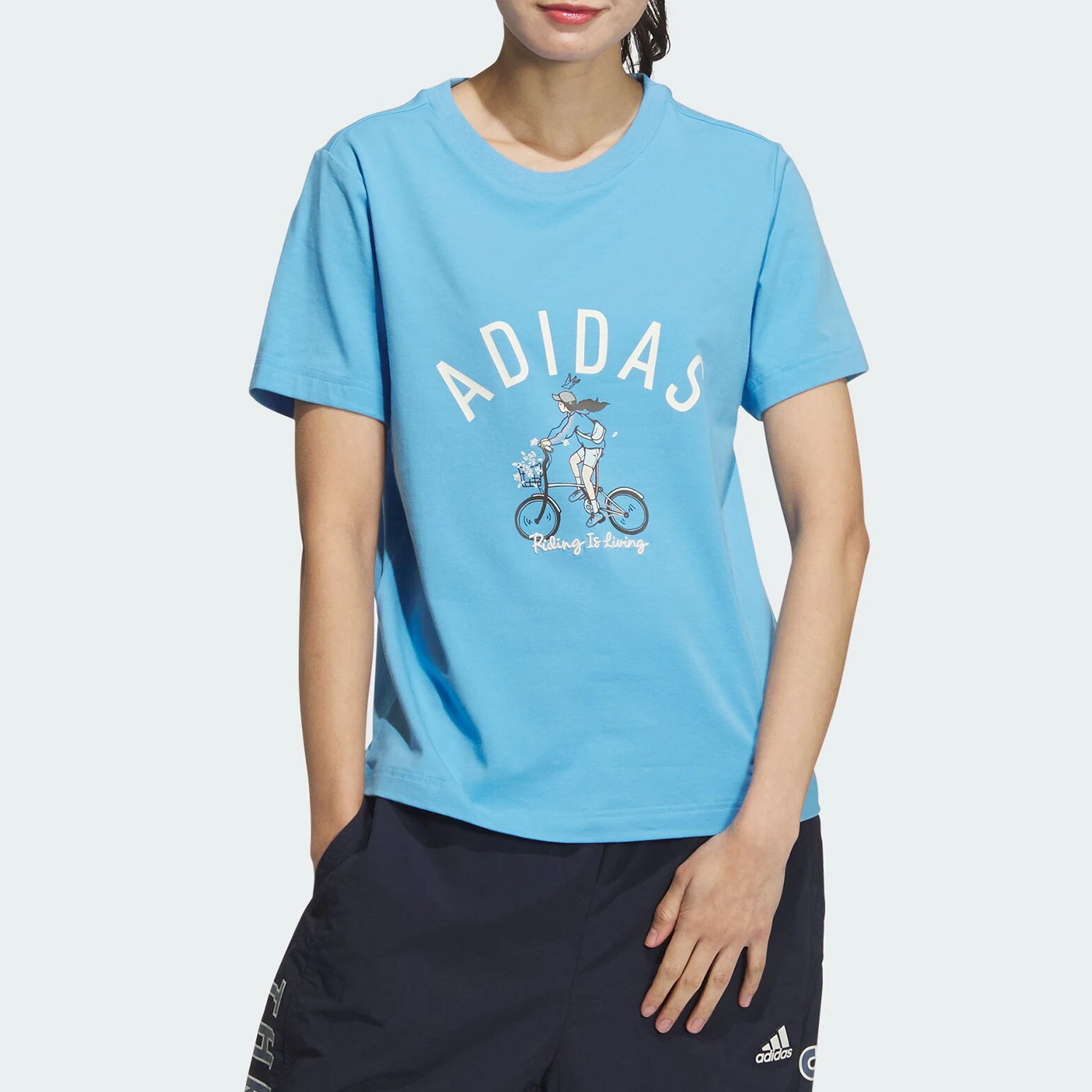 

Adidas genuine 2024 New Women's Classic Print Daily Short Sleeve T-Shirt JN7771