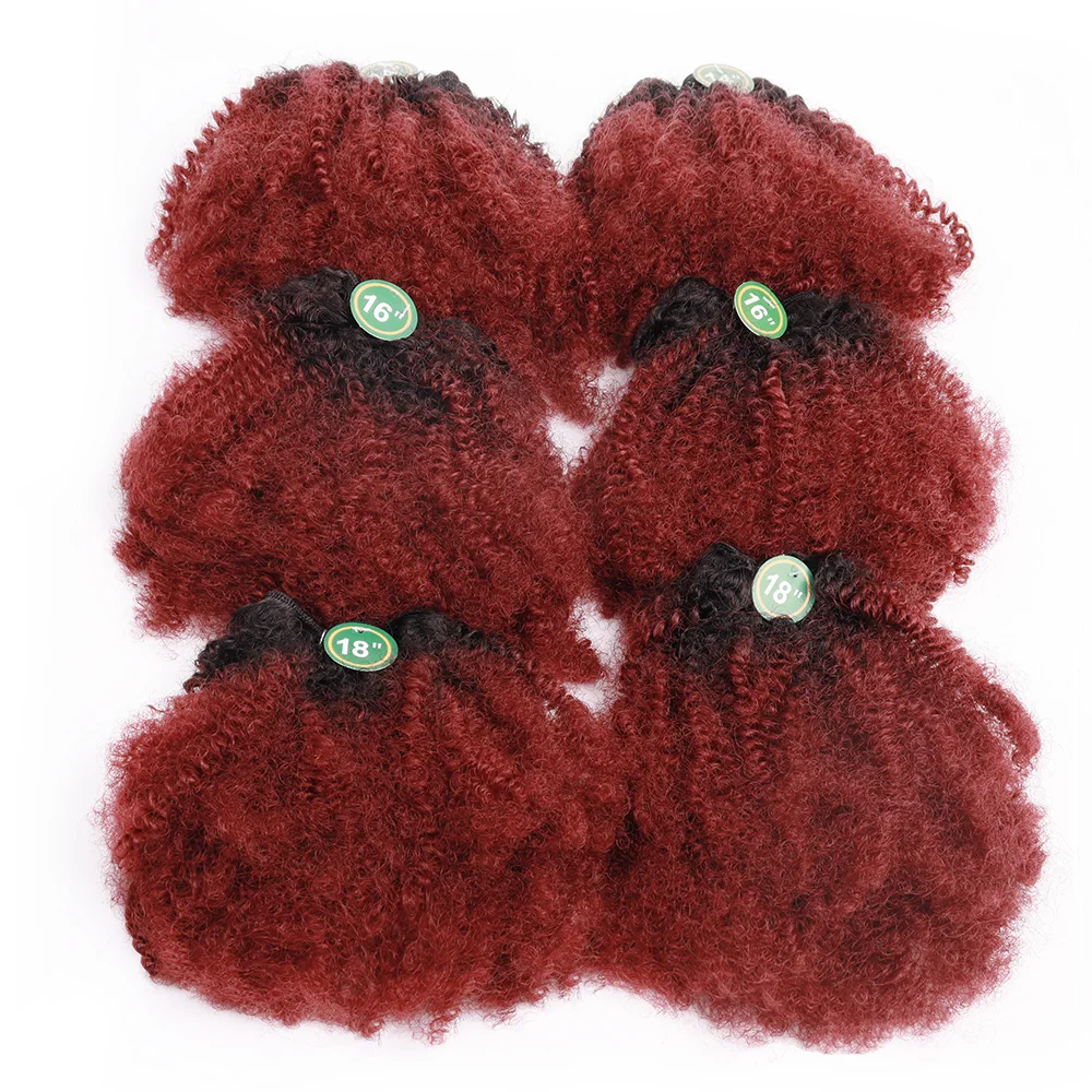 Synthetic Afro Curly Wave Hair Bundles with Closure for Women