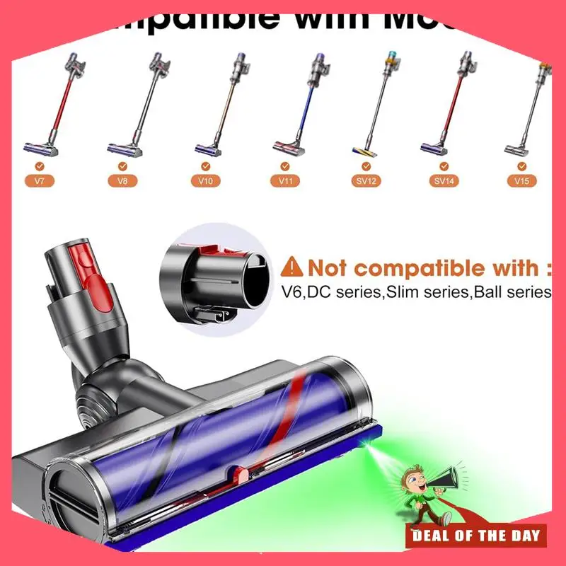 24-часовая замена чистящего средства для Dyson V7 V8 V10 V11 V15, головка с прямым приводом для ковров из паркетного пола, Attachme