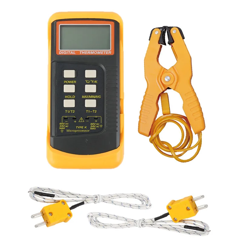 Double K-line high-temperature and low-temperature thermometer, dual channel metal probe thermocouple sensor DT-6802