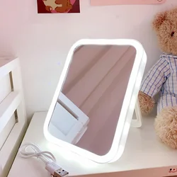 Akumulator przenośna lampka lusterko kosmetyczne z podświetleniem LED pulpit składane lustro przenośne Travel Vanity Looking lekkie szkło wypełnij światło