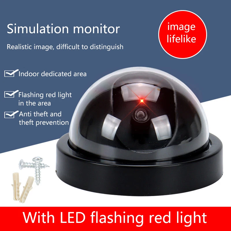 

Dome Camera Dummy Waterproof Security CCTV Surveillance Camera With Flashing Red Led Light Outdoor Indoor Simulation Camer