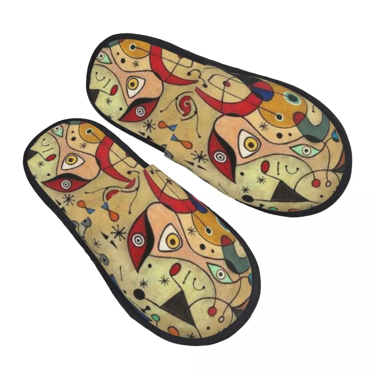 Joan Miro Abstract Art Soft Scuff Memory Foam Slippers Women Painting Spa House Shoes