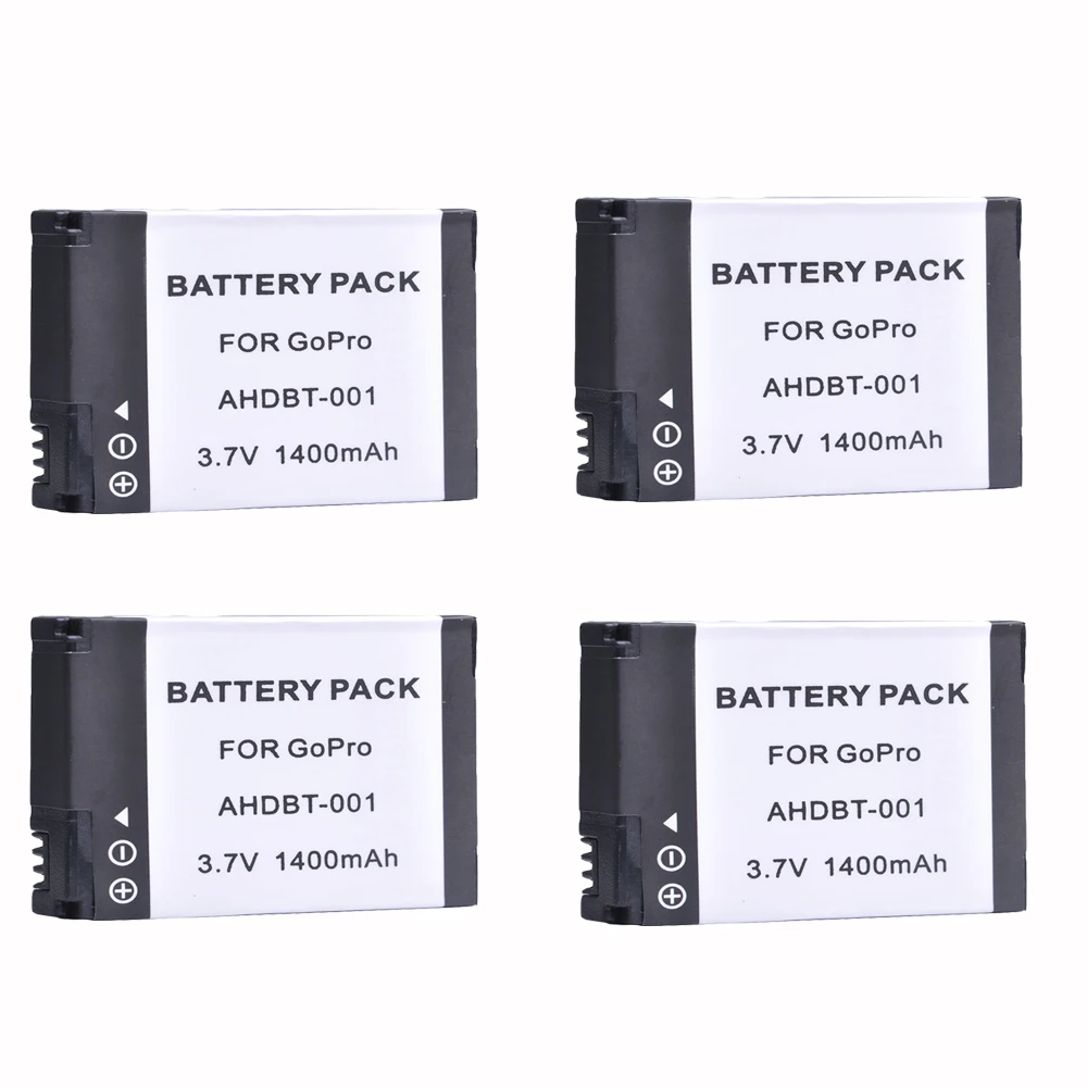 3.7V 1400mAh AHDBT-001 AHDBT 001 002 AHDBT-002 for GoPro HD 1 2 Go Pro HERO 1 2 Hero1 Hero2 Li-ion Battery Bateria