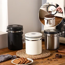 Coffee Beans Container Stainless Steel Coffee Bean Can Large Capacity Sealing Coffee Filling Food Storage Canister For Beans