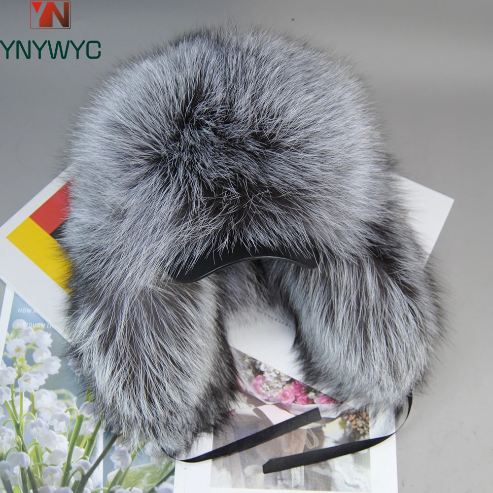 

2024 Winter Women's Hat Real Fox Fur Hats Headgear Russian Girls Raccoon Fur Beanies Cap New Fashion Earflap Real Fox Fur Caps