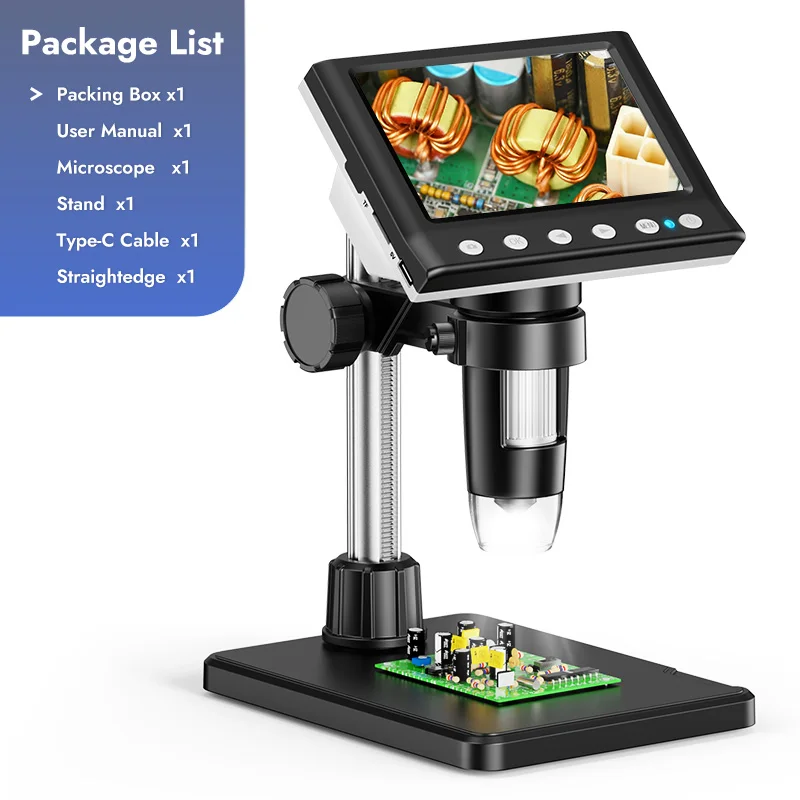 RIEVBCAU DM7 4,3 ''Digitalmikroskop 1000X Münzmikroskop 1080P Videomikroskop für Erwachsene Löten mit 8 LEDs Dropshipping