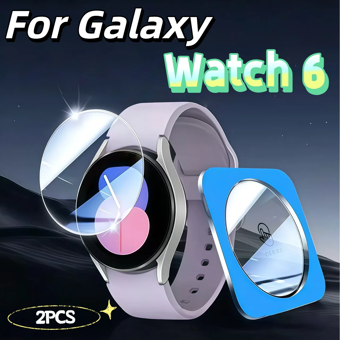 2 Stück HD-Displayschutzfolie aus klarem gehärtetem Glas für Galaxy Watch6 40 mm 44 mm Classic 43 mm 47 mm schlagfest