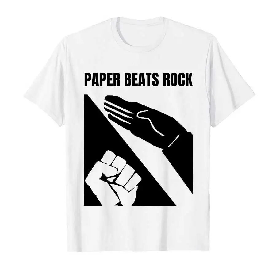 

Paper Beats Rock Meme T-shirt Men Women Cotton T Shirts Short Sleeve Tops Unisex Vintage Breathable Top Mens T Shirts