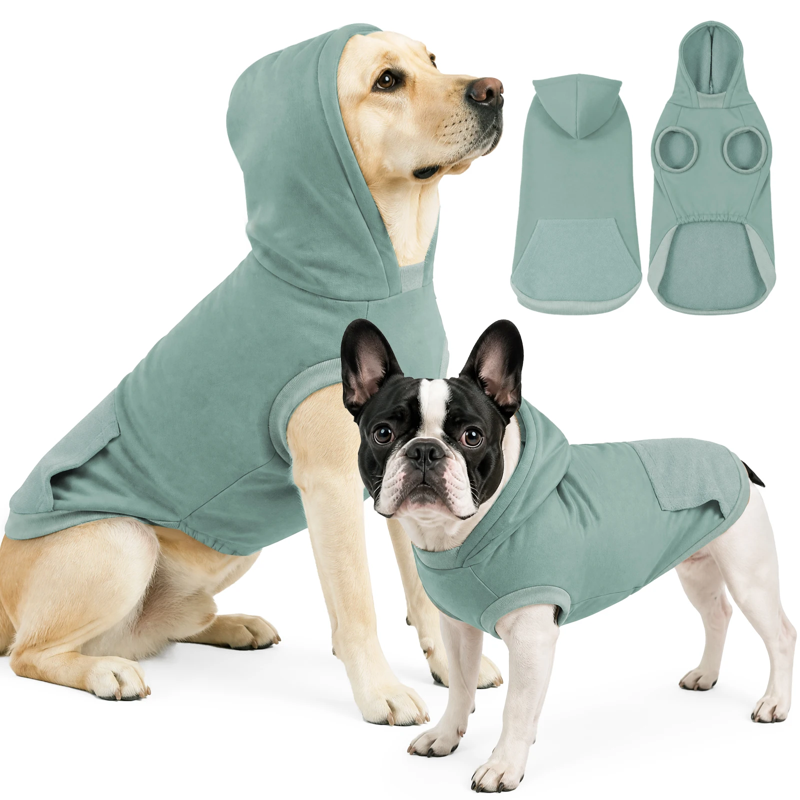 Hunde-Hoodie Sweatshirt Haustier-Kapuzenjacke Warmer Fleece-Hundemantel Weicher Pullover für Kleine Mittlere Große Hunde Katzen Winter