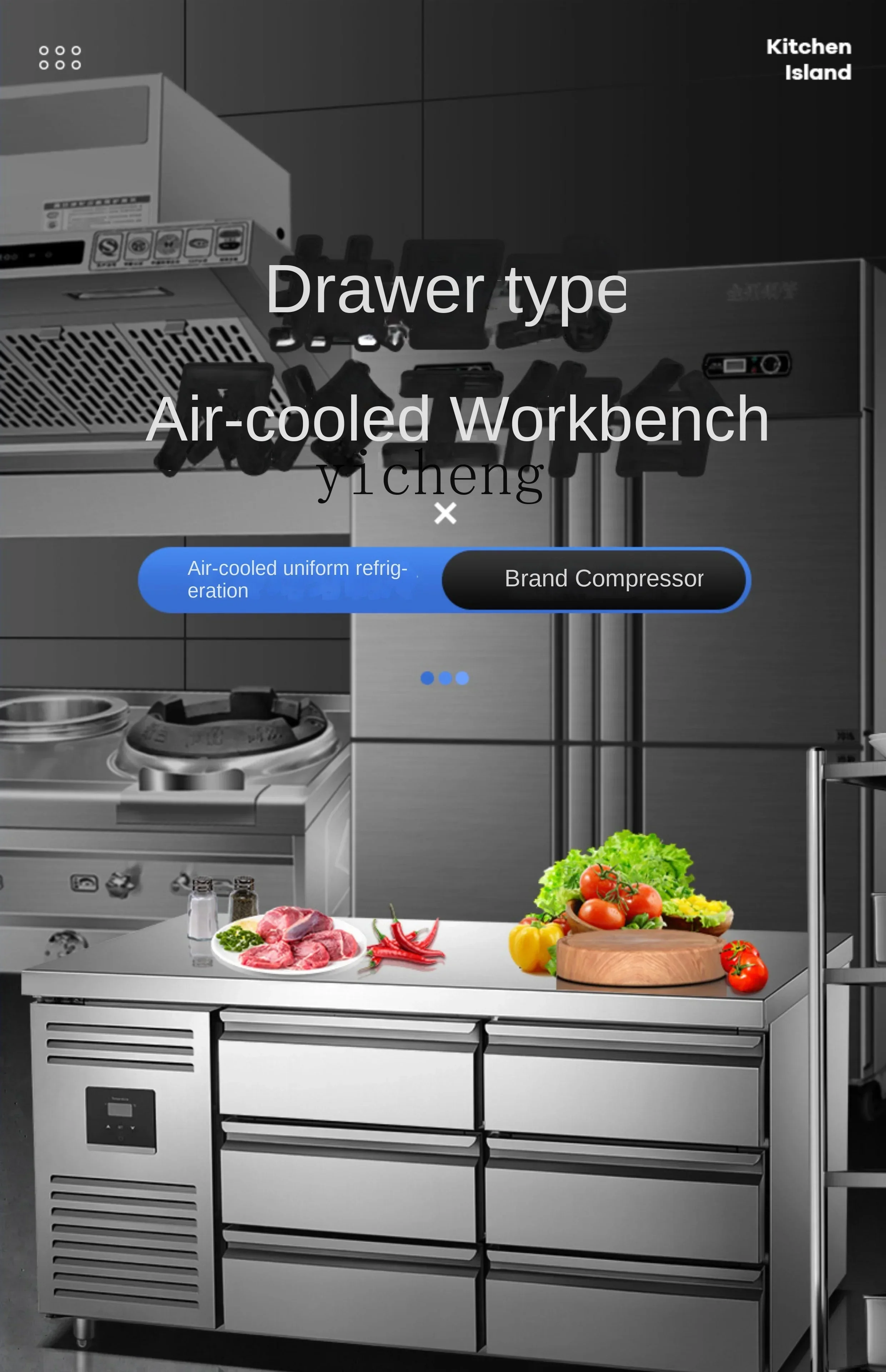 Drawer Freezer Stainless Steel Refrigerator Air-Cooled Kitchen Preservation Flat Cold Console