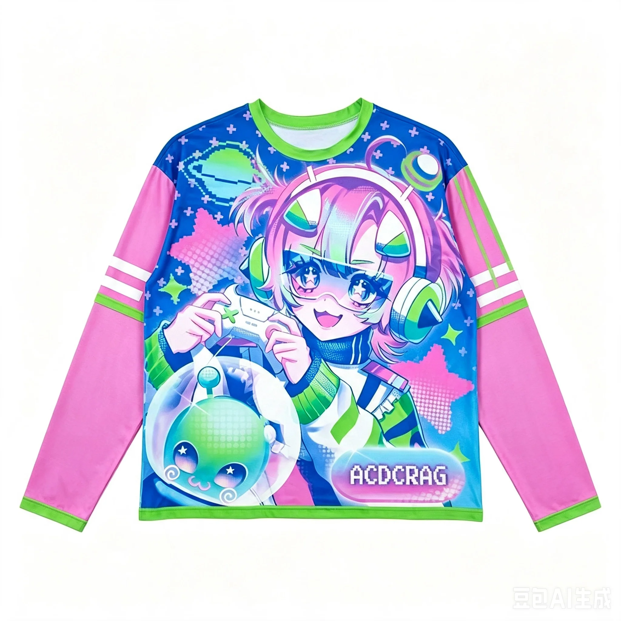 Japanese Group Hair ACDC Harajuku Series Original Design Anime Subculture Top Long Sleeved T-shirt